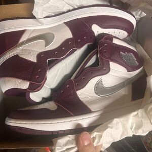 Nike Air Jordan 1 Mid - White, Purple & Silver Swoosh